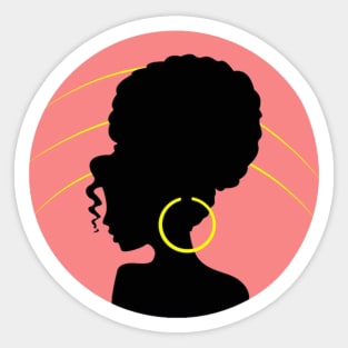 Big Curly Afro Natural Hair Black Woman Sticker